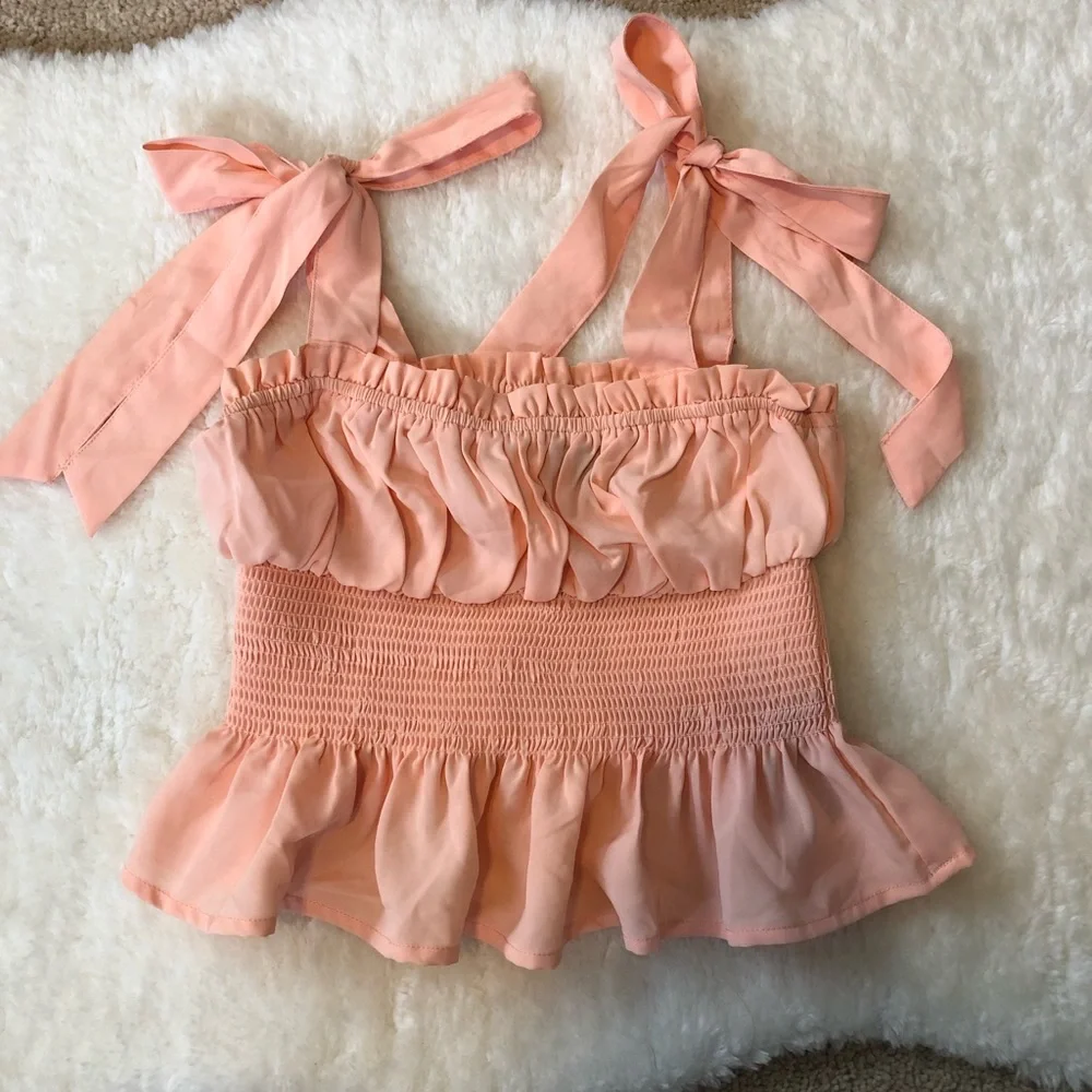Forever 21 | Tie-Strap Ruffle Top in Peach - Picture 5 of 5